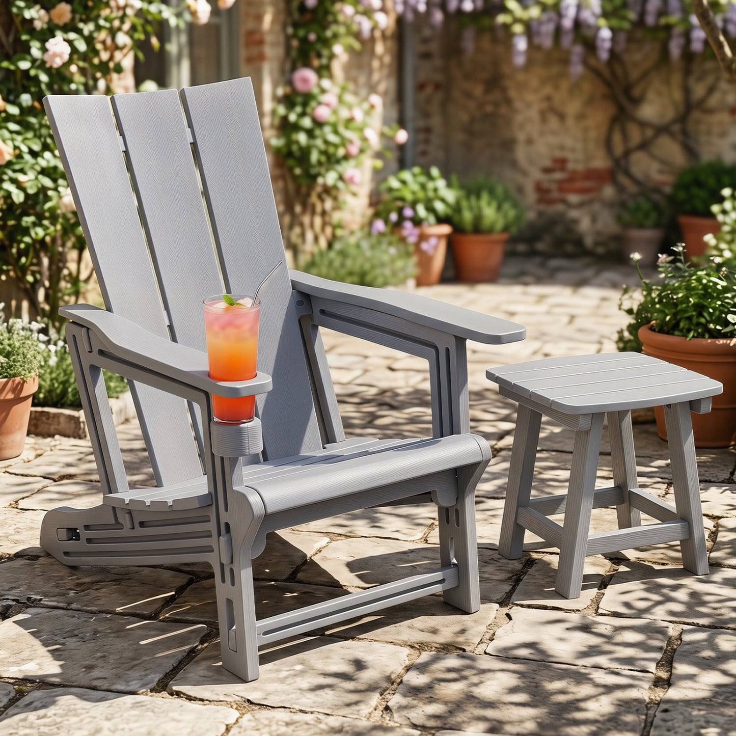 HDPE Outdoor Adirondack Chairs, Gray