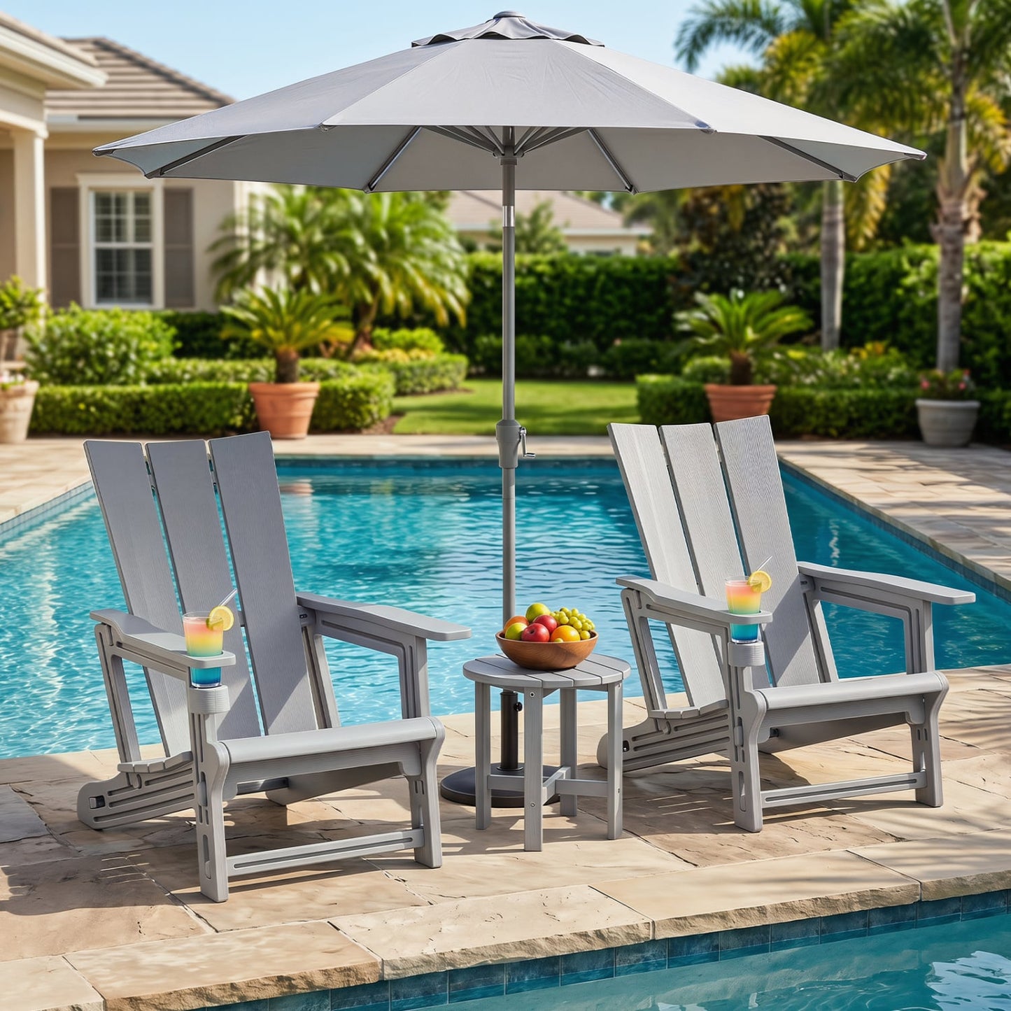 HDPE Outdoor Adirondack Chairs, Gray