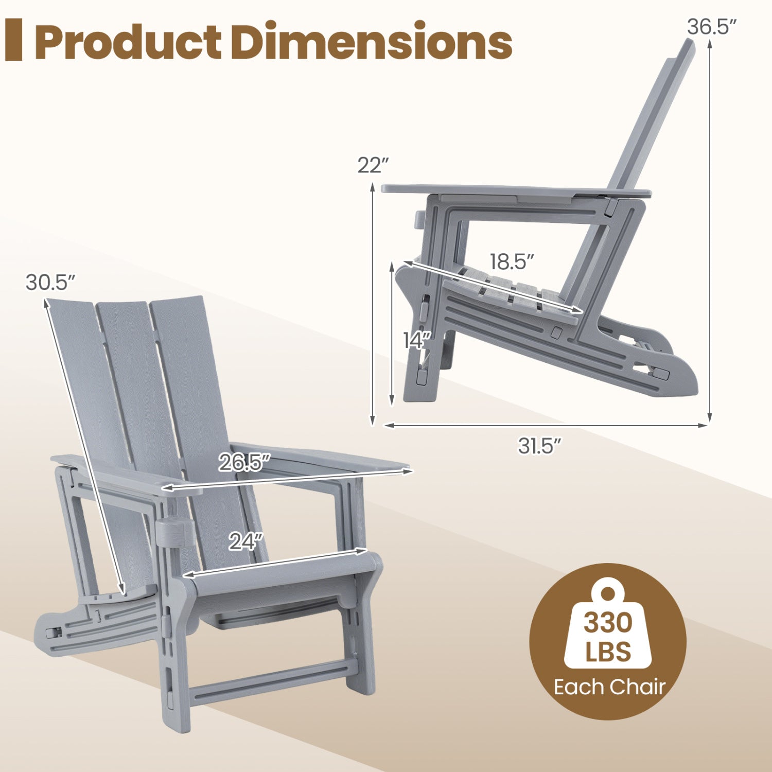 HDPE Outdoor Adirondack Chairs, Gray Adirondack Chairs at Gallery Canada