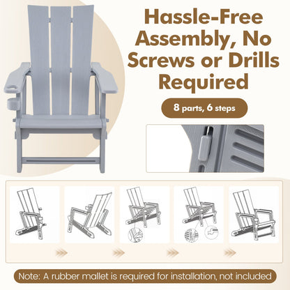 HDPE Outdoor Adirondack Chairs, Gray