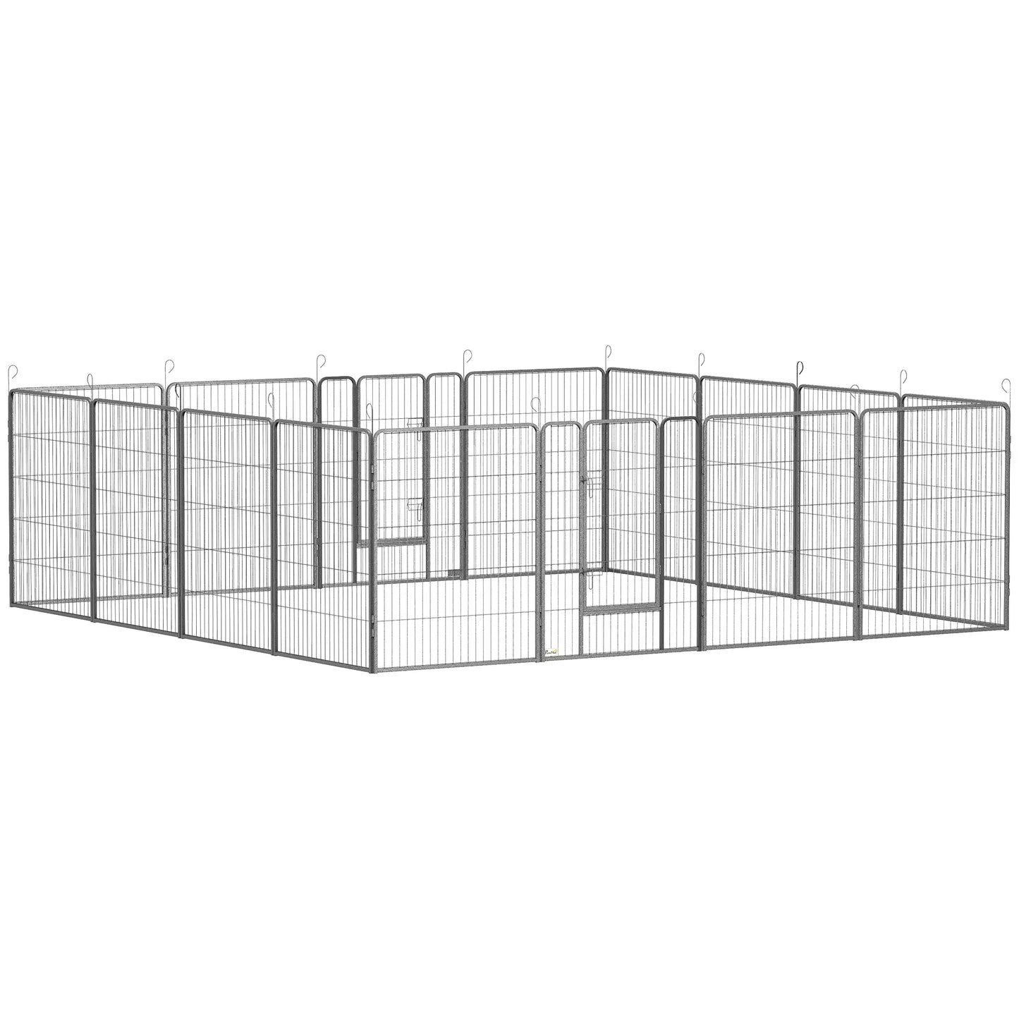 16 Panel 39" Heavy Duty Dog Playpen, Small Medium Large Dogs, Grey Houses, Kennels & Pens Grey at Gallery Canada