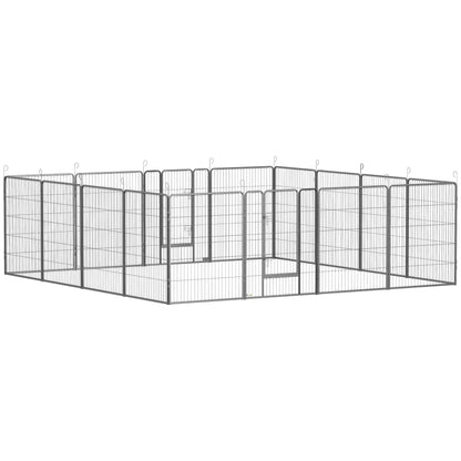 16 Panel 39" Heavy Duty Dog Playpen, Small Medium Large Dogs, Grey Houses, Kennels & Pens Grey at Gallery Canada