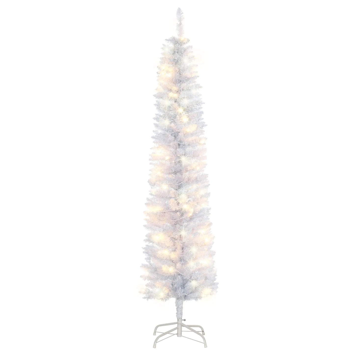 6ft Prelit Pencil Artificial Christmas Tree, 395 Branches, 100 LED Lights, White Pre Lit Christmas Trees White at Gallery Canada