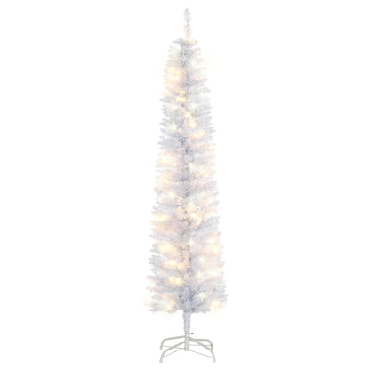 6ft Prelit Pencil Artificial Christmas Tree, 395 Branches, 100 LED Lights, White Pre Lit Christmas Trees White at Gallery Canada