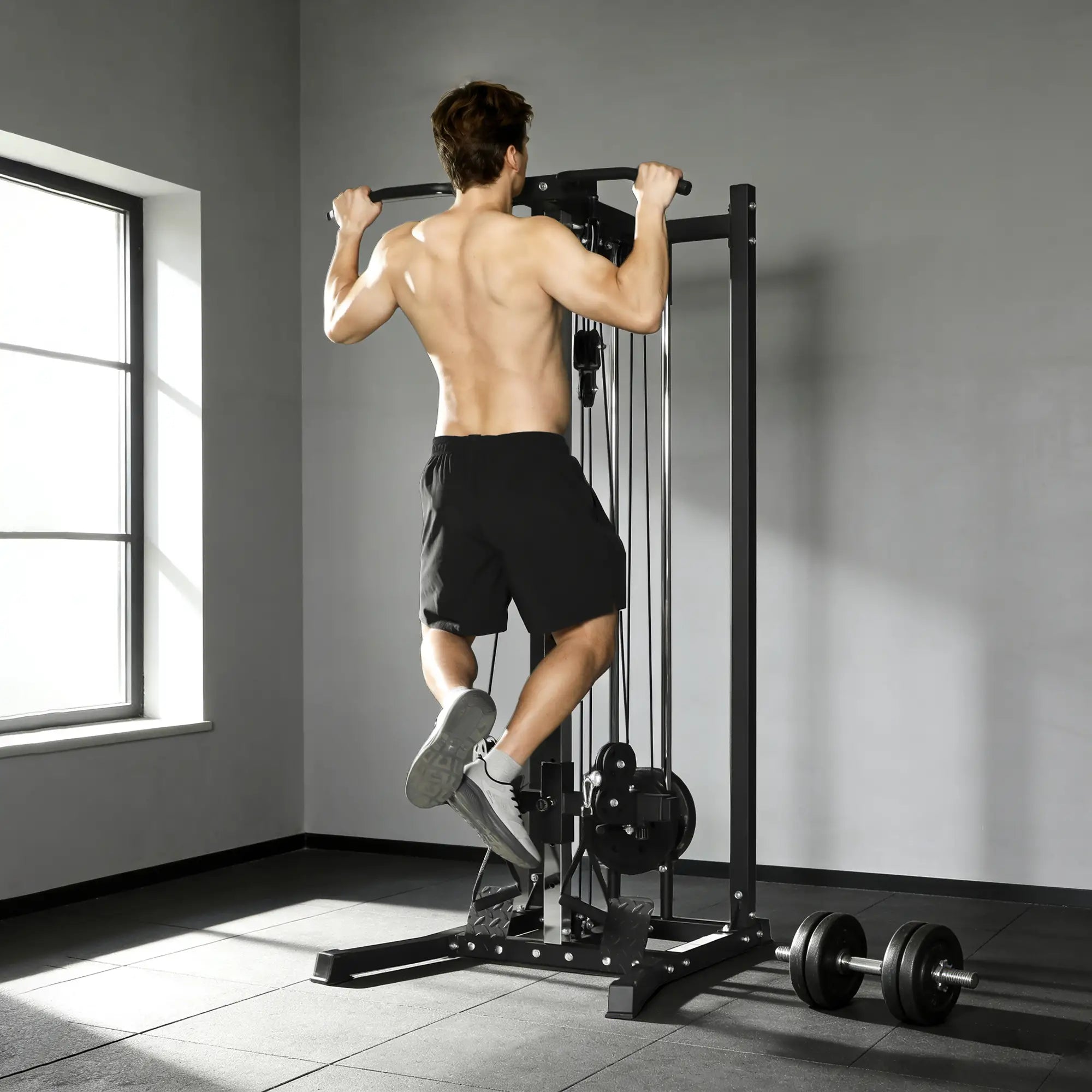 Cable Station Dual Pulley System, Pull Up Bar, 14 Adjustable Positions Power Towers at Gallery Canada