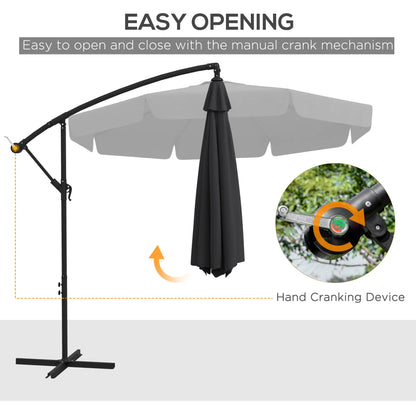 11 FT Cantilever Patio Umbrella, Cross Base, 8 Ribs, Black Offset Cantilever Umbrellas at Gallery Canada