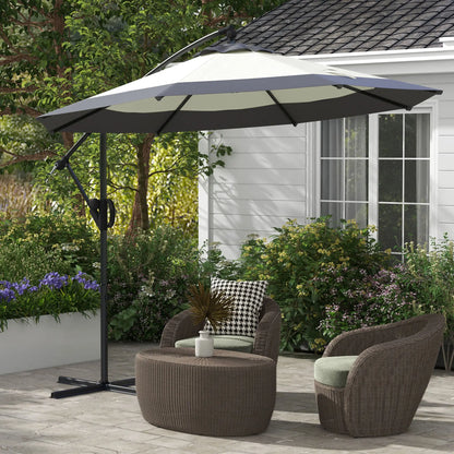 10 FT Cantilever Umbrella, Round Hanging Offset with Crank, Tilt, Grey Cantilever Umbrellas at Gallery Canada