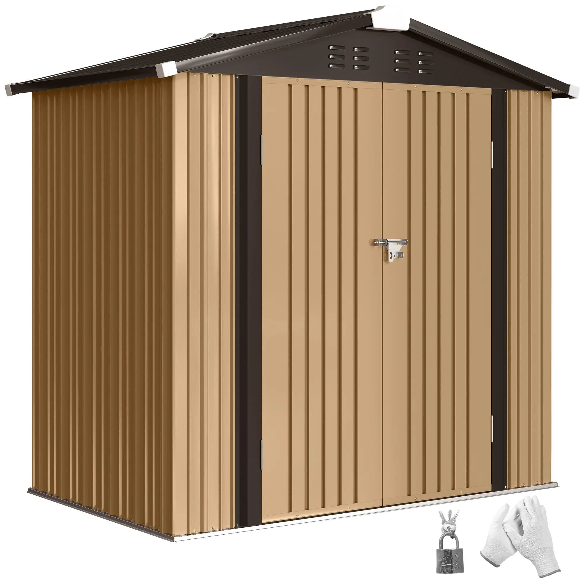 6.5' x 4' Outdoor Storage Shed, Metal Garden Shed, Yellow Sheds at Gallery Canada