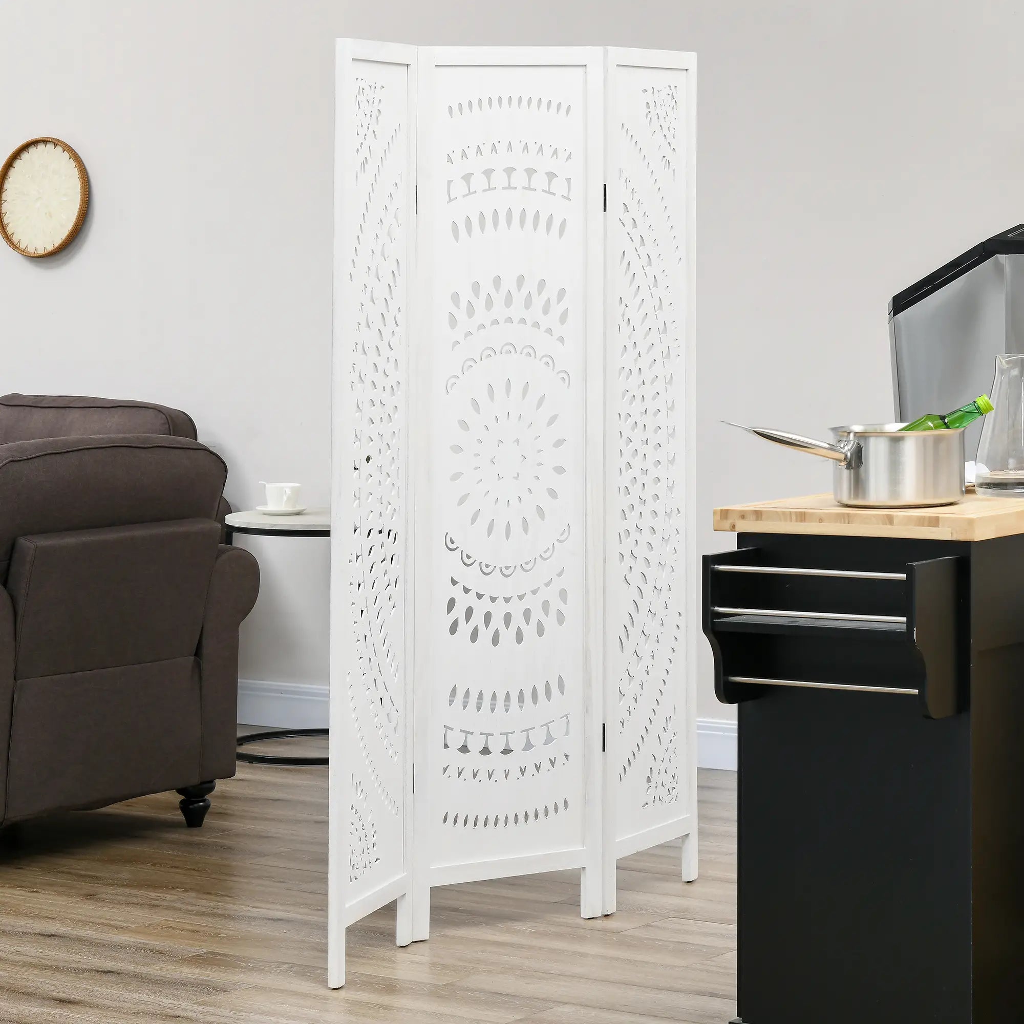 3 Panel Room Divider, 5.6 Ft Tall, Portable Folding Privacy Screen, White Room Dividers at Gallery Canada