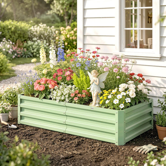 Galvanized Raised Garden Bed, 4' x 2' x 1', Green Galvanized Planter Boxes Green at Gallery Canada