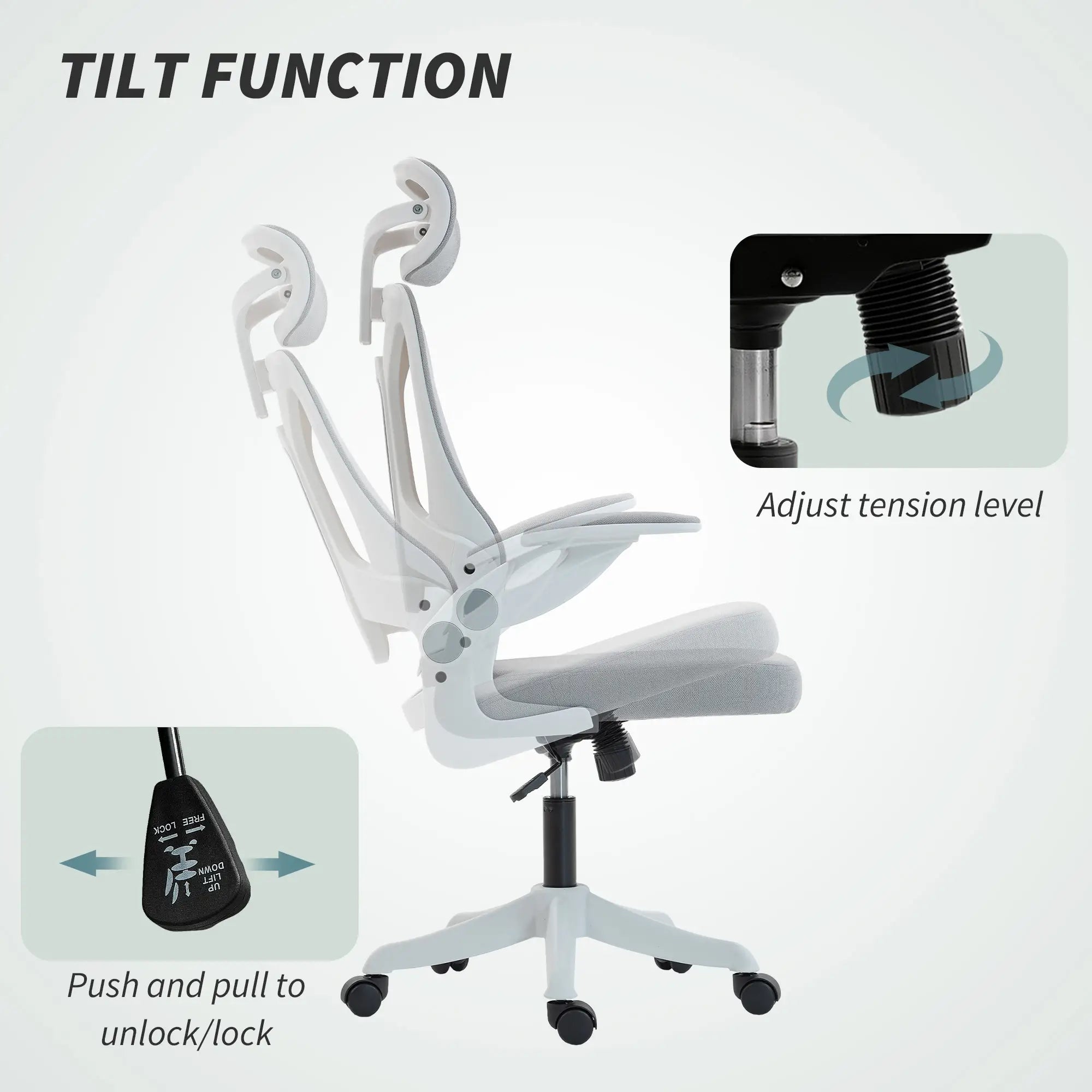 Ergonomic Office Chair, Swivel Desk Chair with Lumbar Support, Headrest, Grey Task Chairs at Gallery Canada