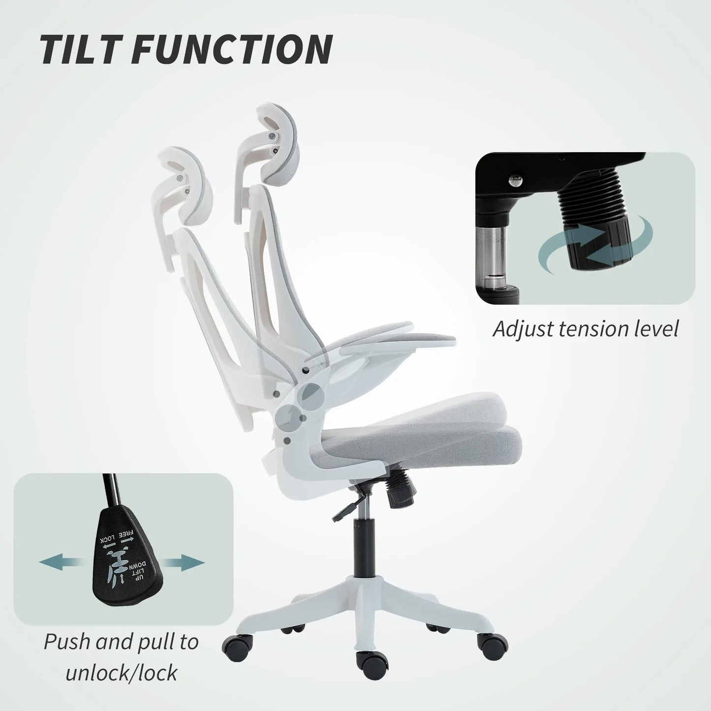 Ergonomic Office Chair, Swivel Desk Chair with Lumbar Support, Headrest, Grey Task Chairs at Gallery Canada