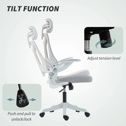 Ergonomic Office Chair, Swivel Desk Chair with Lumbar Support, Headrest, Grey Task Chairs at Gallery Canada