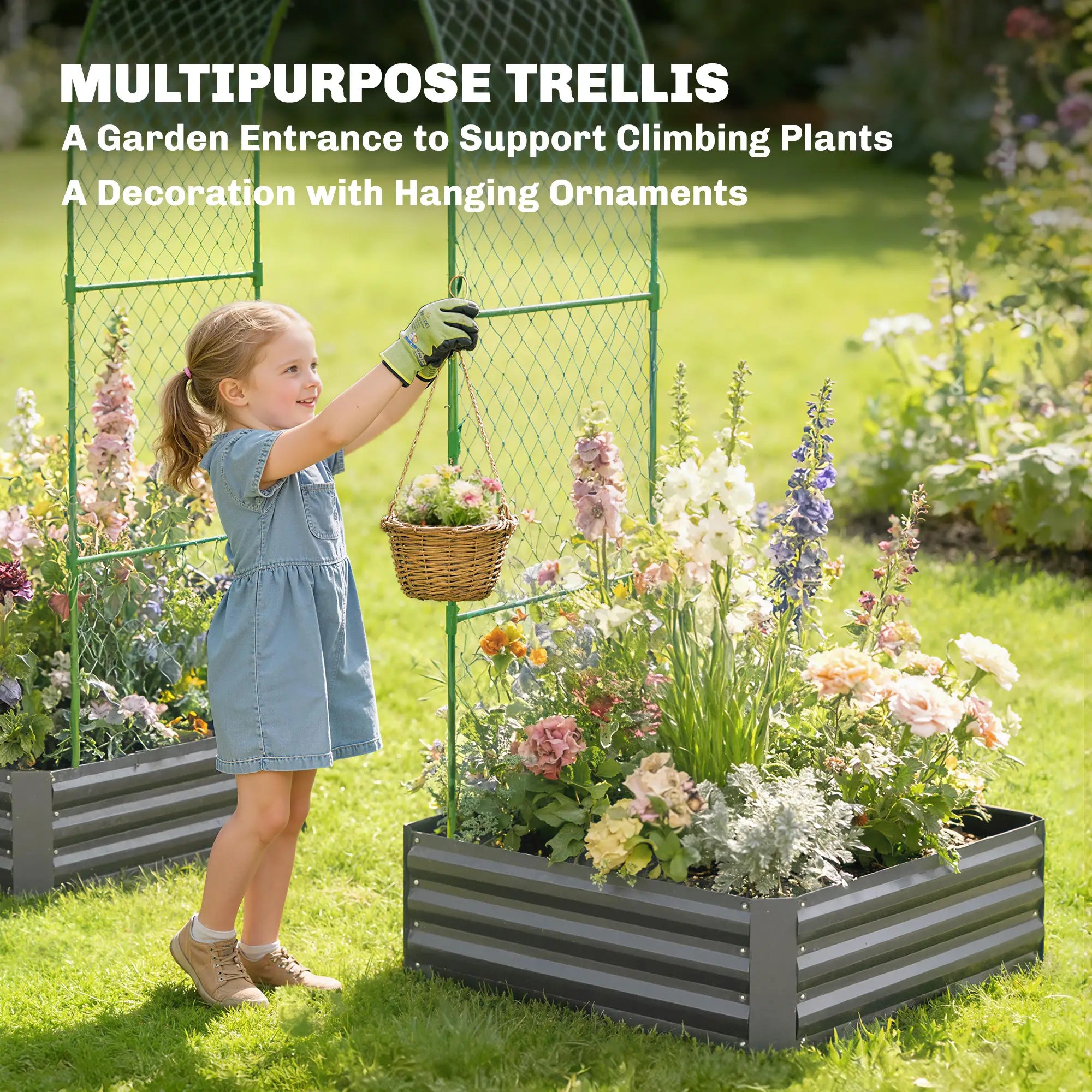Metal Raised Garden Bed With Trellis, Galvanized Kit, Dark Grey Galvanized Planter Boxes at Gallery Canada