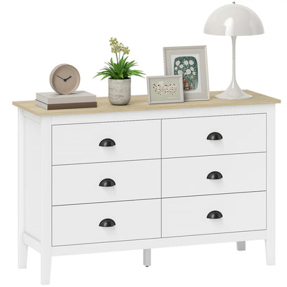 6 Drawer Dresser with Quiet Slides, Modern for Bedroom, White Storage Cabinets at Gallery Canada