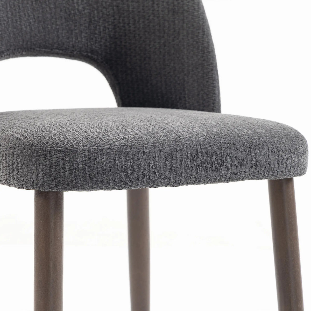 Upholstered Dining Chairs Set, Rubberwood Legs, Dark Grey