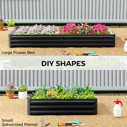 Galvanized Raised Garden Bed, 95" x 36" x 12", Metal Elevated Planter Box, Black Galvanized Planter Boxes at Gallery Canada