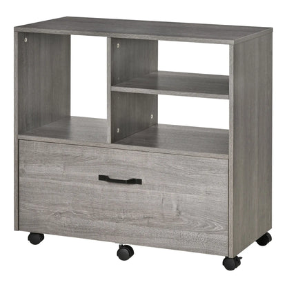 Lateral Filing Cabinet, Open Shelf, Mobile with Wheels, Letter Legal Size, Grey Office Cabinets & Cupboards at Gallery Canada