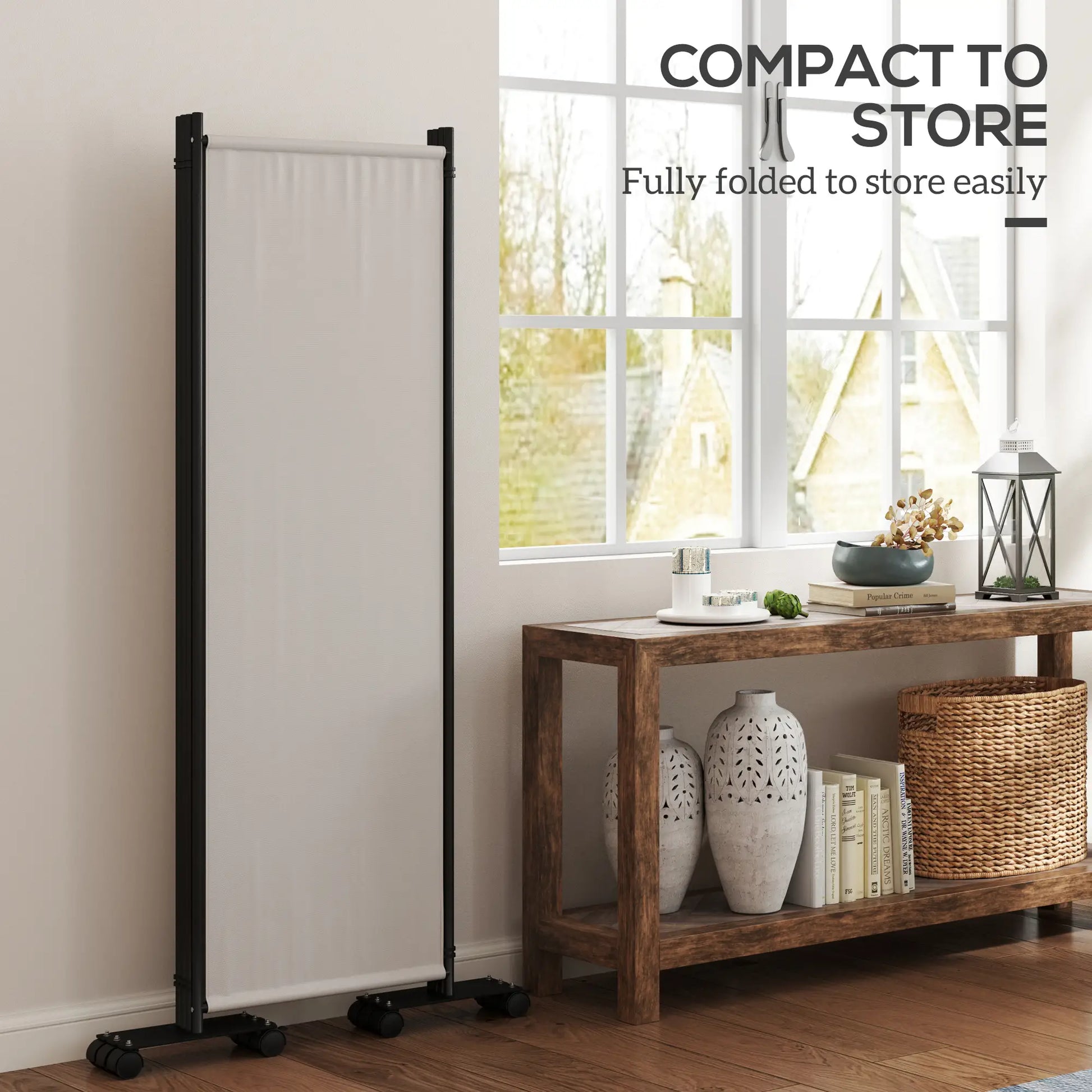 Folding Room Divider with Wheels, Privacy Screen, 5.6ft Tall Side Awnings at Gallery Canada