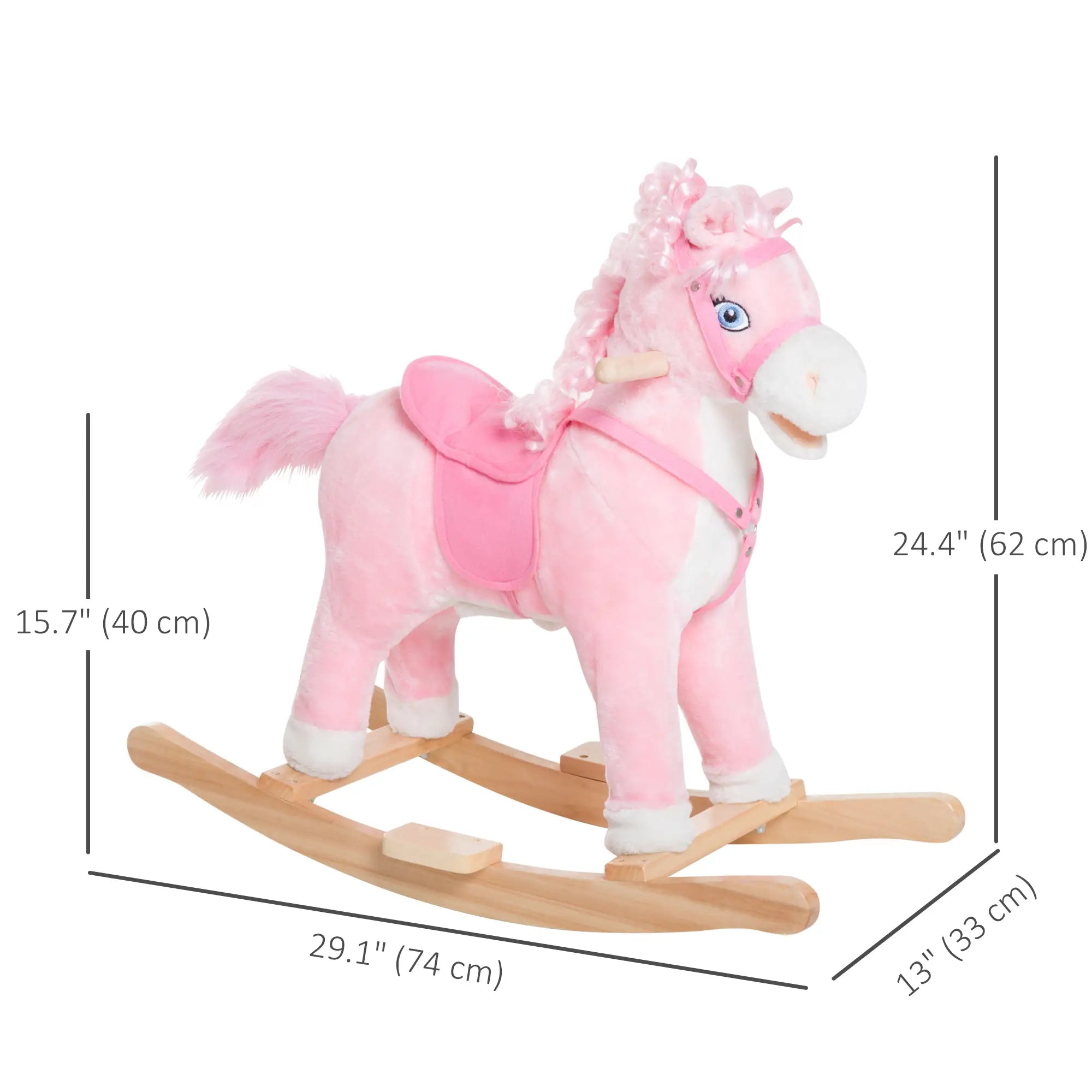 Kids Plush Rocking Horse, Ride On Toy with Sounds, Pink Rocking Horses at Gallery Canada