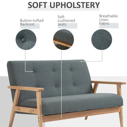 45" 2 Seat Sofa Upholstered Couch, Rubber Wood Legs, Dark Grey 2-Seater Sofas at Gallery Canada