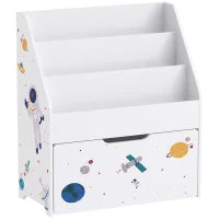 Bibliothèque pour enfants à 3 niveaux, tiroir mobile, de 3 à 8 ans, blanc