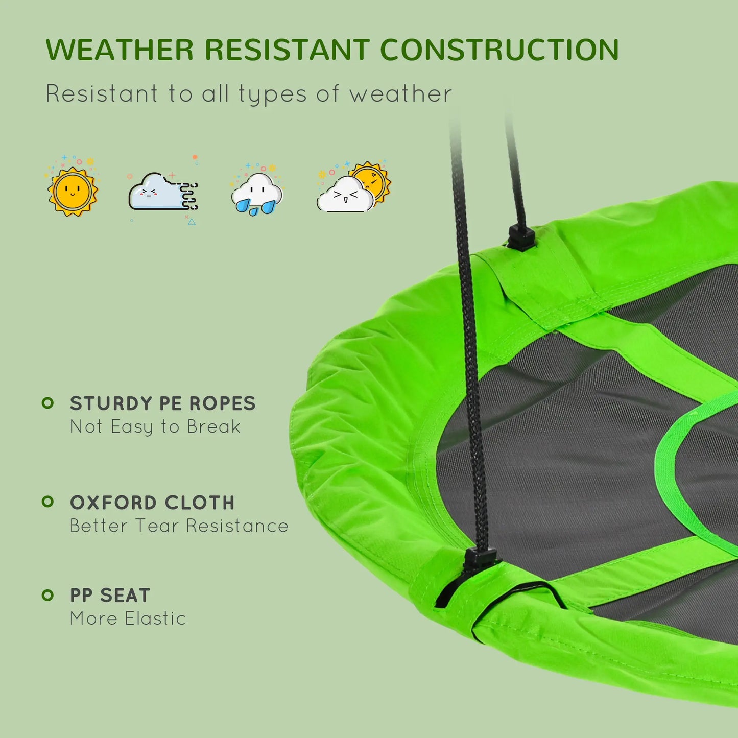 43.25" Saucer Swing, Adjustable Rope Seat, Indoor Outdoor, Green Gym Sets & Swings at Gallery Canada