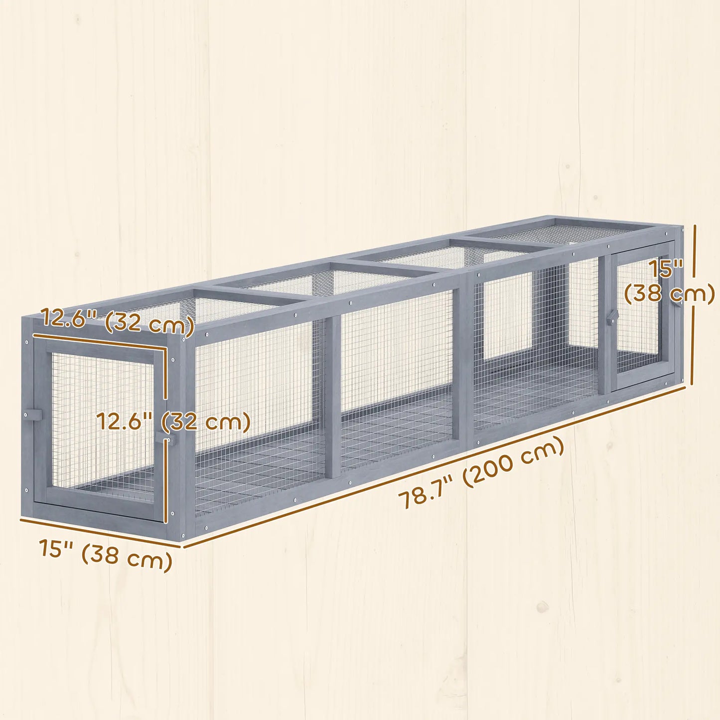 79" Long Cat Tunnel, L-Shape, Extendable, Removable Door, Dark Grey Outdoor Cat Enclosures at Gallery Canada