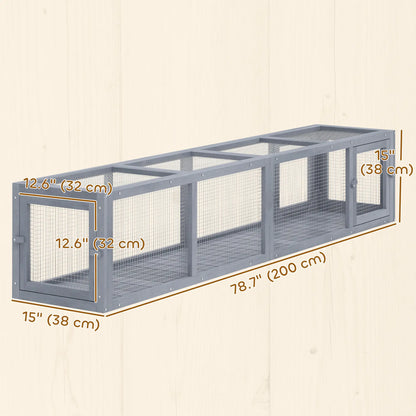 79" Long Cat Tunnel, L-Shape, Extendable, Removable Door, Dark Grey Outdoor Cat Enclosures at Gallery Canada