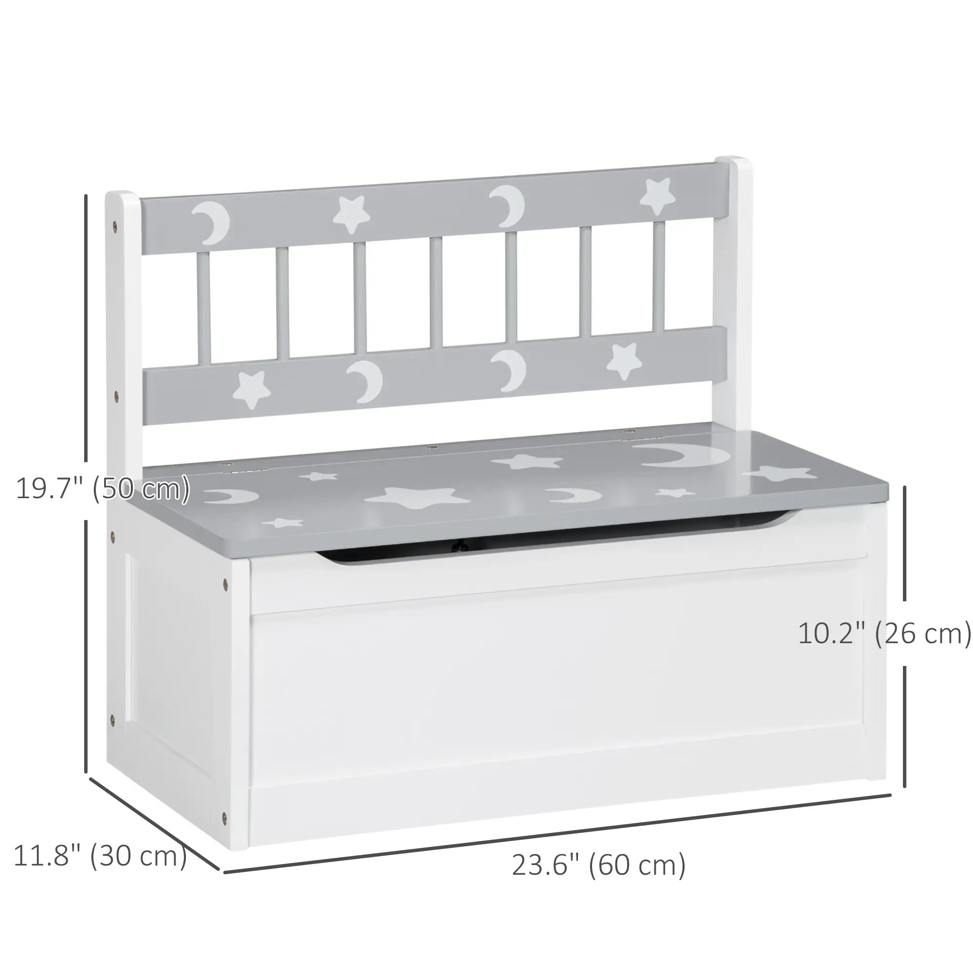 Kids Toy Storage Chest with Lid, Safety Hinge, Bench Seat, Backrest, Grey Baby & Kids Storage at Gallery Canada