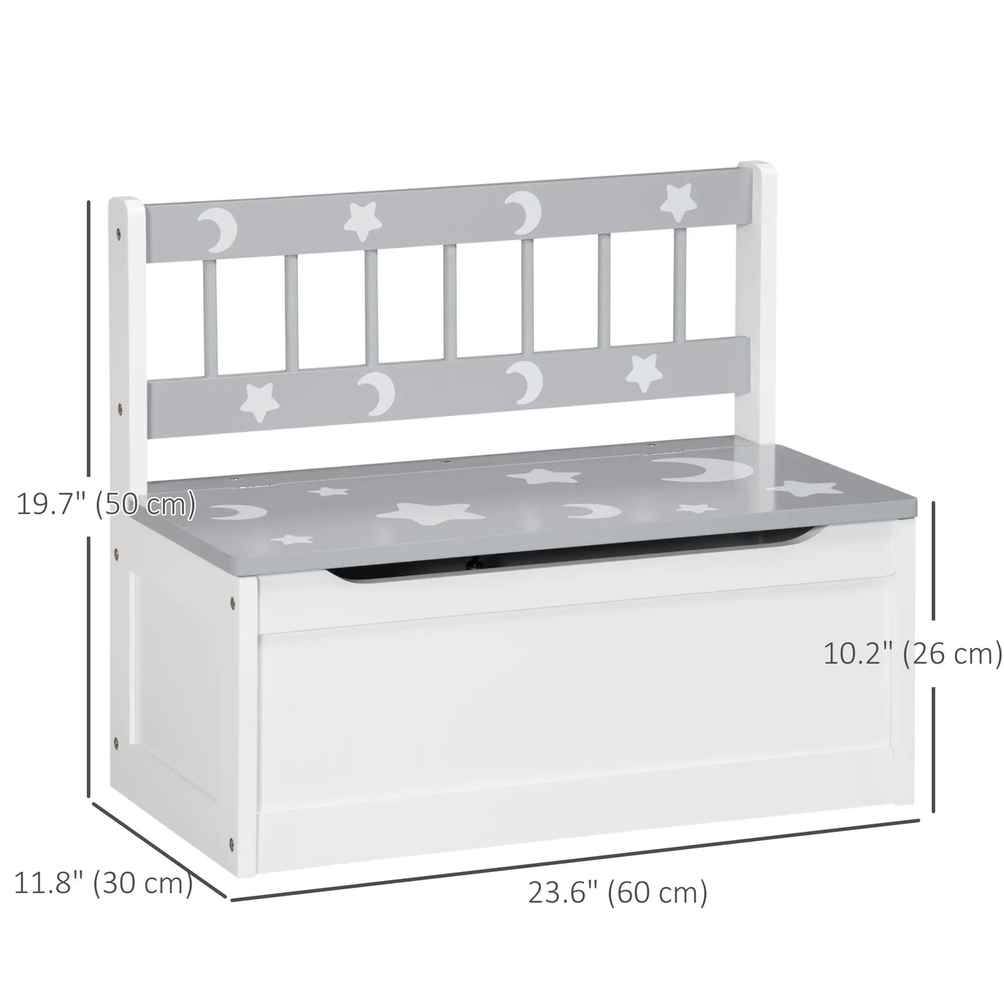 Kids Toy Storage Chest with Lid, Safety Hinge, Bench Seat, Backrest, Grey Baby & Kids Storage at Gallery Canada