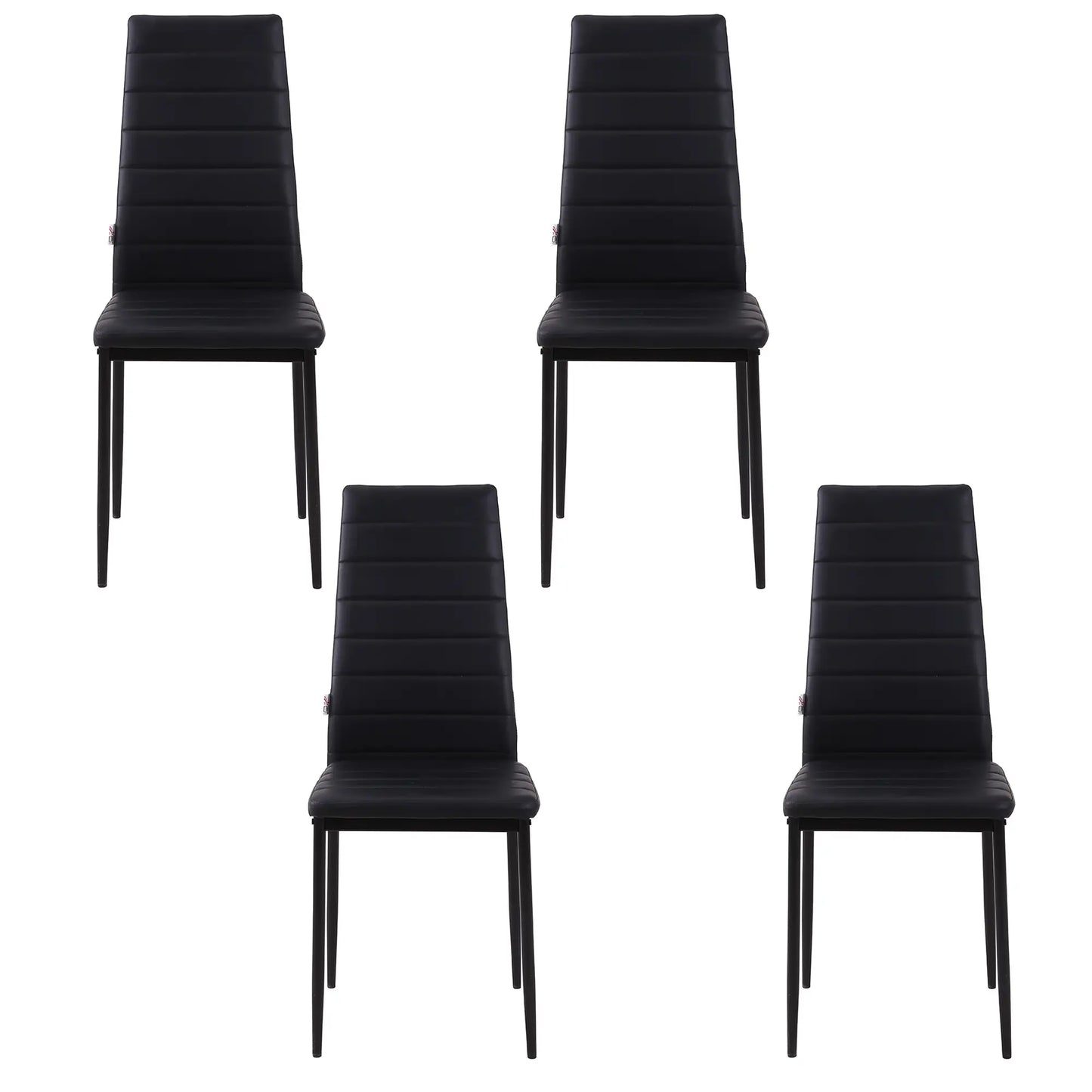 Modern High Back Dining Chairs, PU Leather, Metal Legs, Set of 4, Black Bar Stools at Gallery Canada