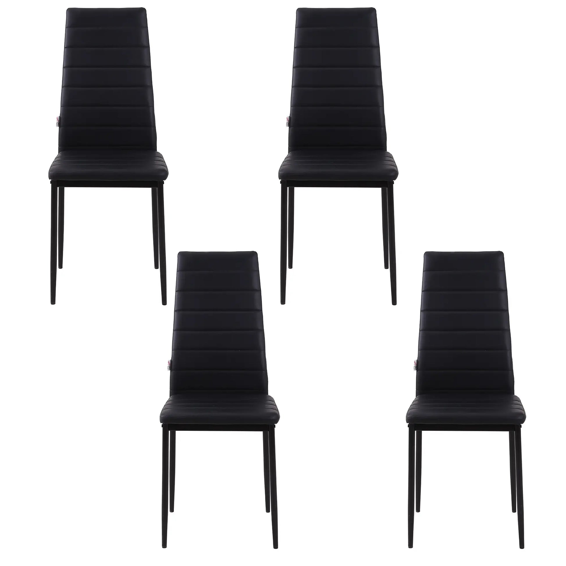 Modern High Back Dining Chairs, PU Leather, Metal Legs, Set of 4, Black Bar Stools at Gallery Canada