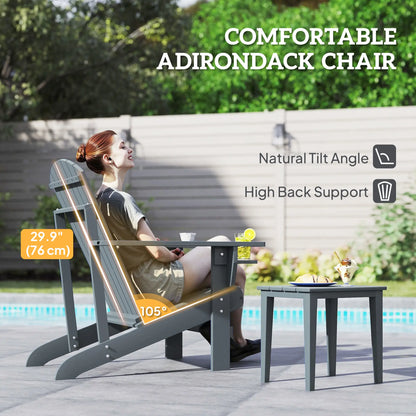Classic Adirondack Chair, Garden Deck Chair with Cup Holder, Dark Grey Patio Chairs at Gallery Canada