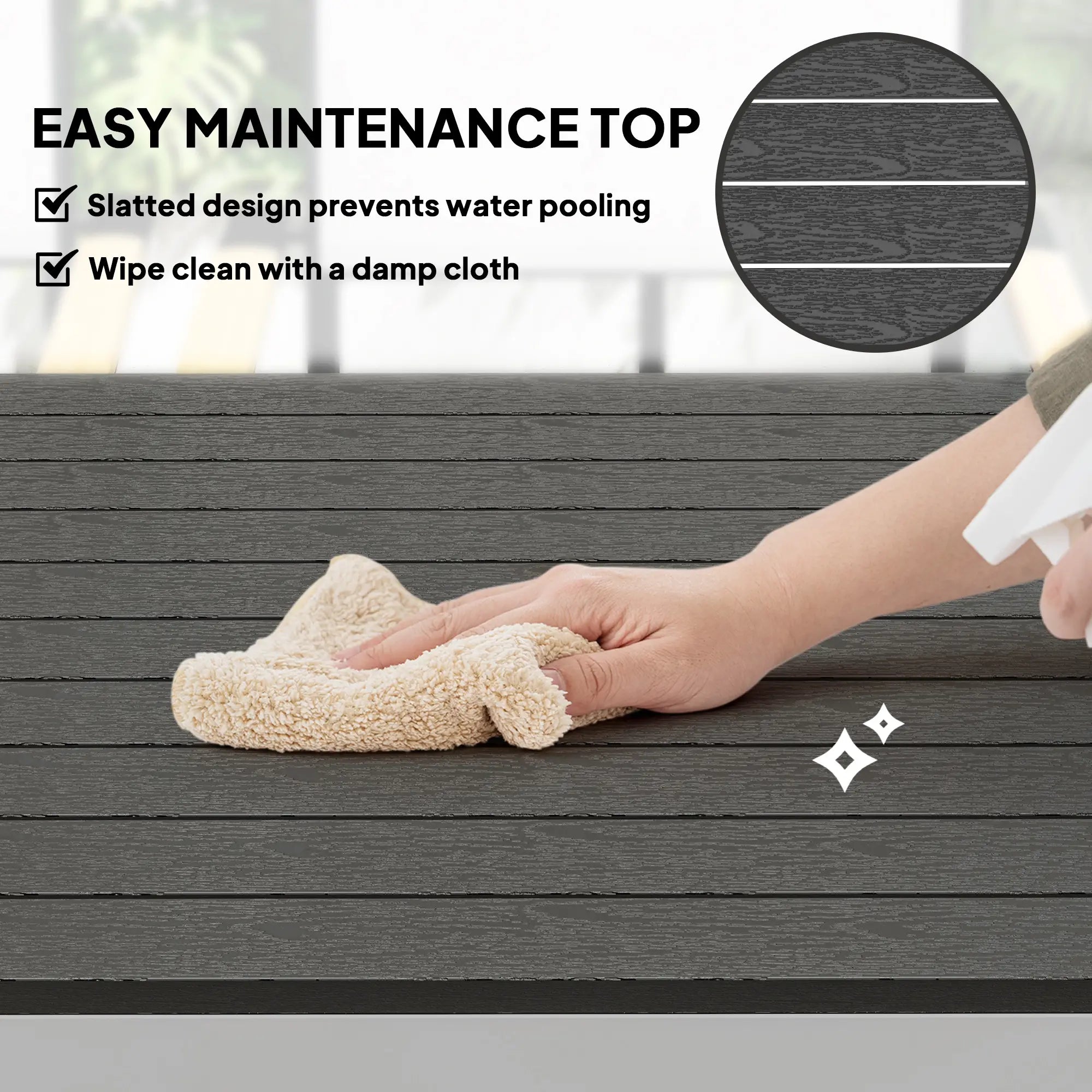 Outdoor Dining Table, 4-6 Seater, Slatted Top, Rust-Resistant Aluminium Frame, Black Patio Dinning Tables at Gallery Canada