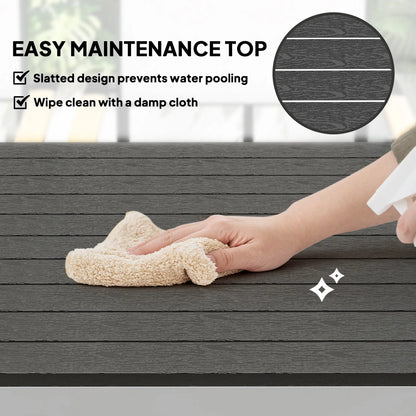 Outdoor Dining Table, 4-6 Seater, Slatted Top, Rust-Resistant Aluminium Frame, Black Patio Dinning Tables at Gallery Canada