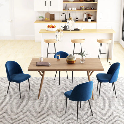 Modern Dining Chairs, Mid-Back Velvet Upholstery, Set of 4, Dark Blue Bar Stools at Gallery Canada