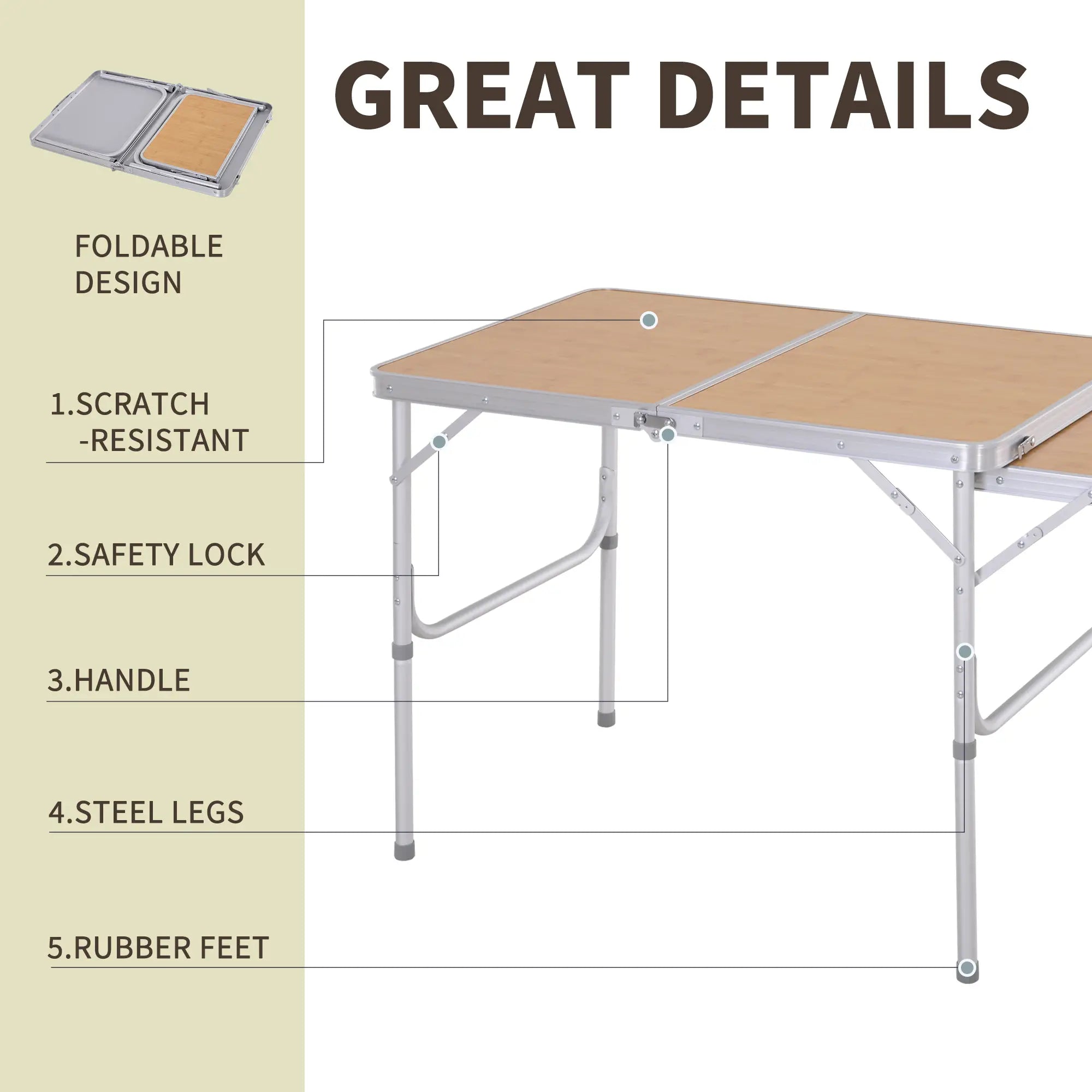 3ft Aluminum Folding Picnic Table, Portable Outdoor, 2 Adjustable Height Picnic Tables & Camping Chairs at Gallery Canada