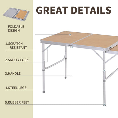3ft Aluminum Folding Picnic Table, Portable Outdoor, 2 Adjustable Height Picnic Tables & Camping Chairs at Gallery Canada