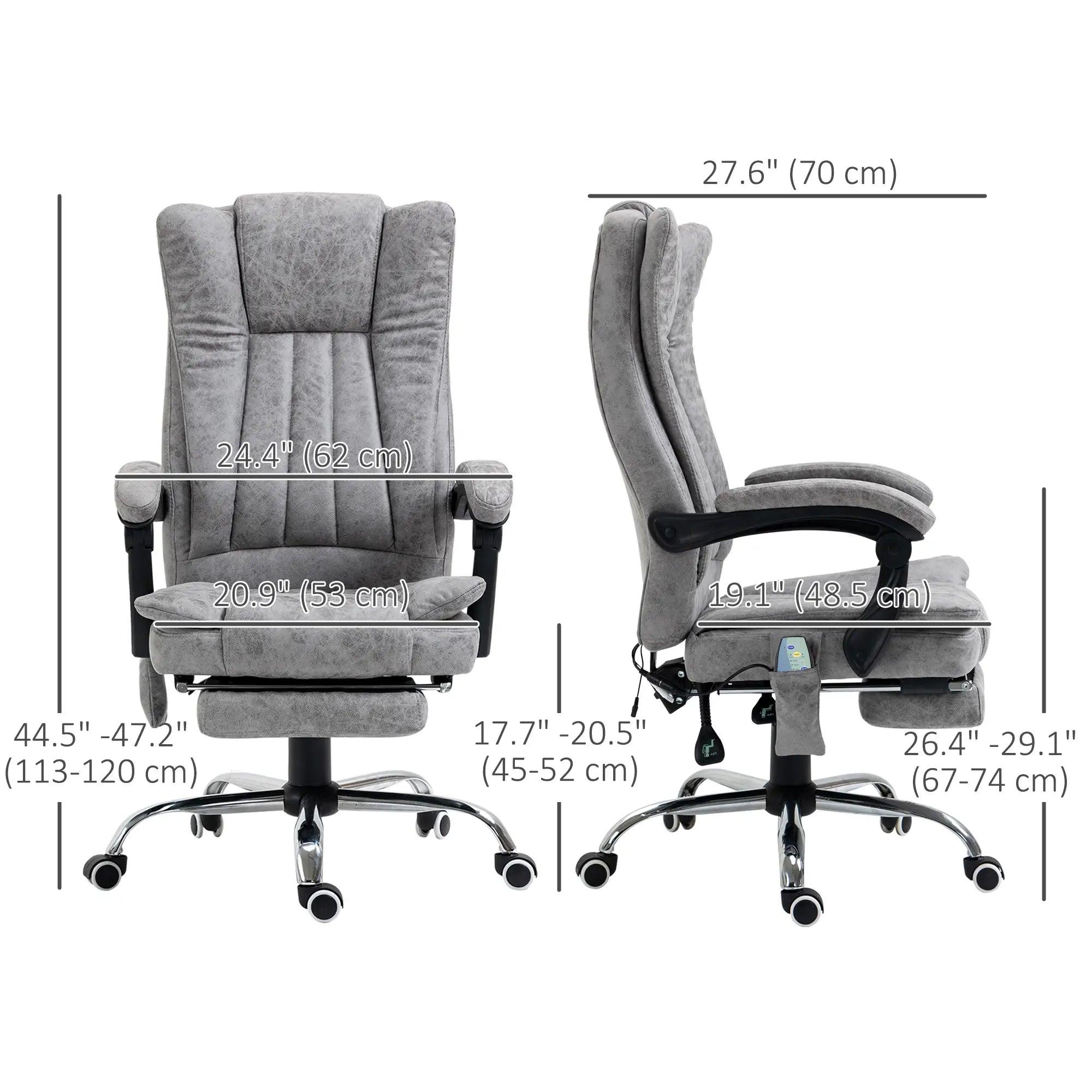 Office Chair, Vibration Massage Recliner, Retractable Footrest, Grey Massage Chairs at Gallery Canada