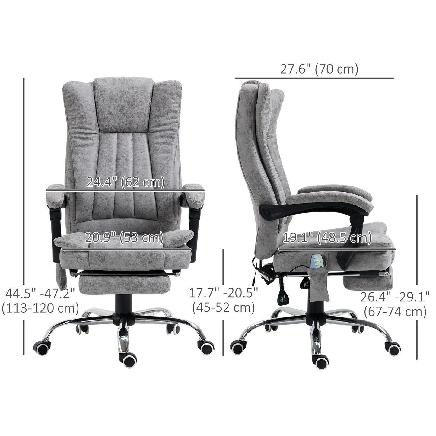 Office Chair, Vibration Massage Recliner, Retractable Footrest, Grey Massage Chairs at Gallery Canada