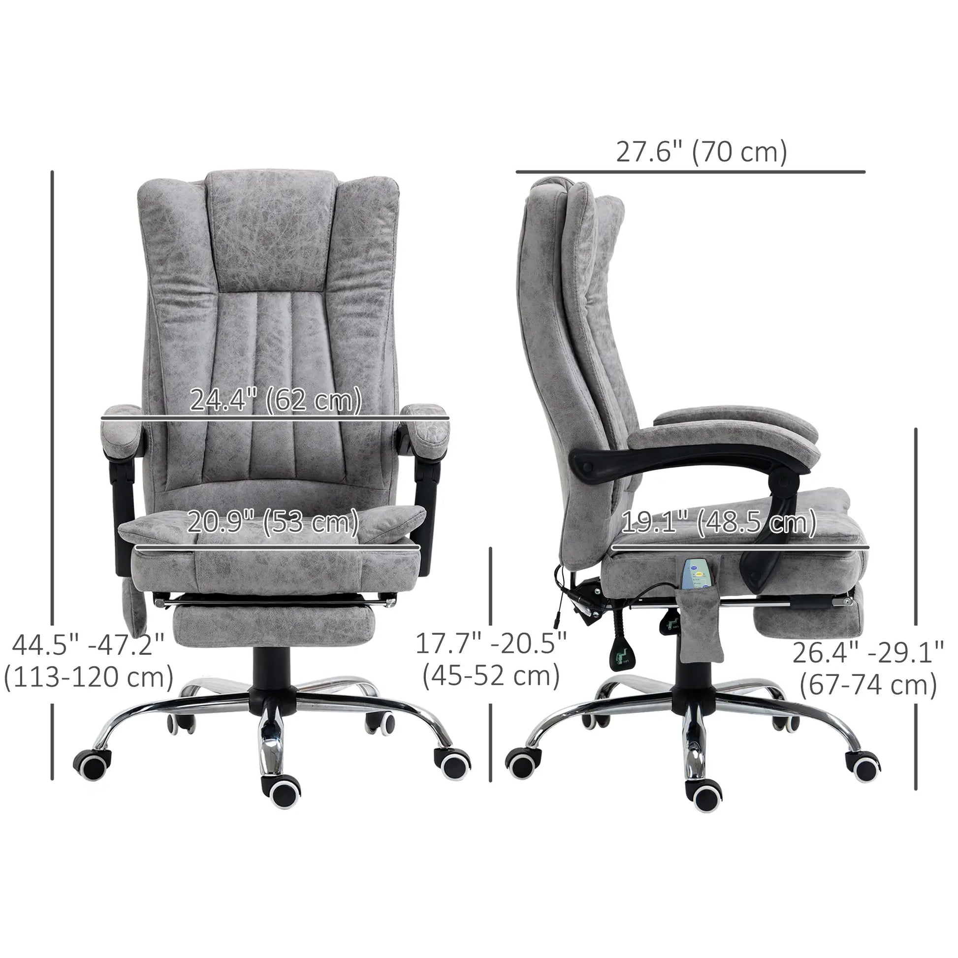 Office Chair, Vibration Massage Recliner, Retractable Footrest, Grey Massage Chairs at Gallery Canada