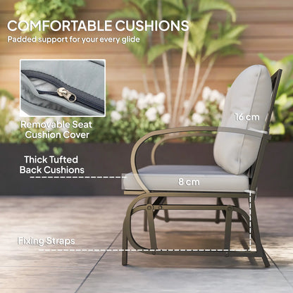 2-Person Outdoor Glider Chair, Steel Frame, Cushions, Grey Outdoor Gliders at Gallery Canada