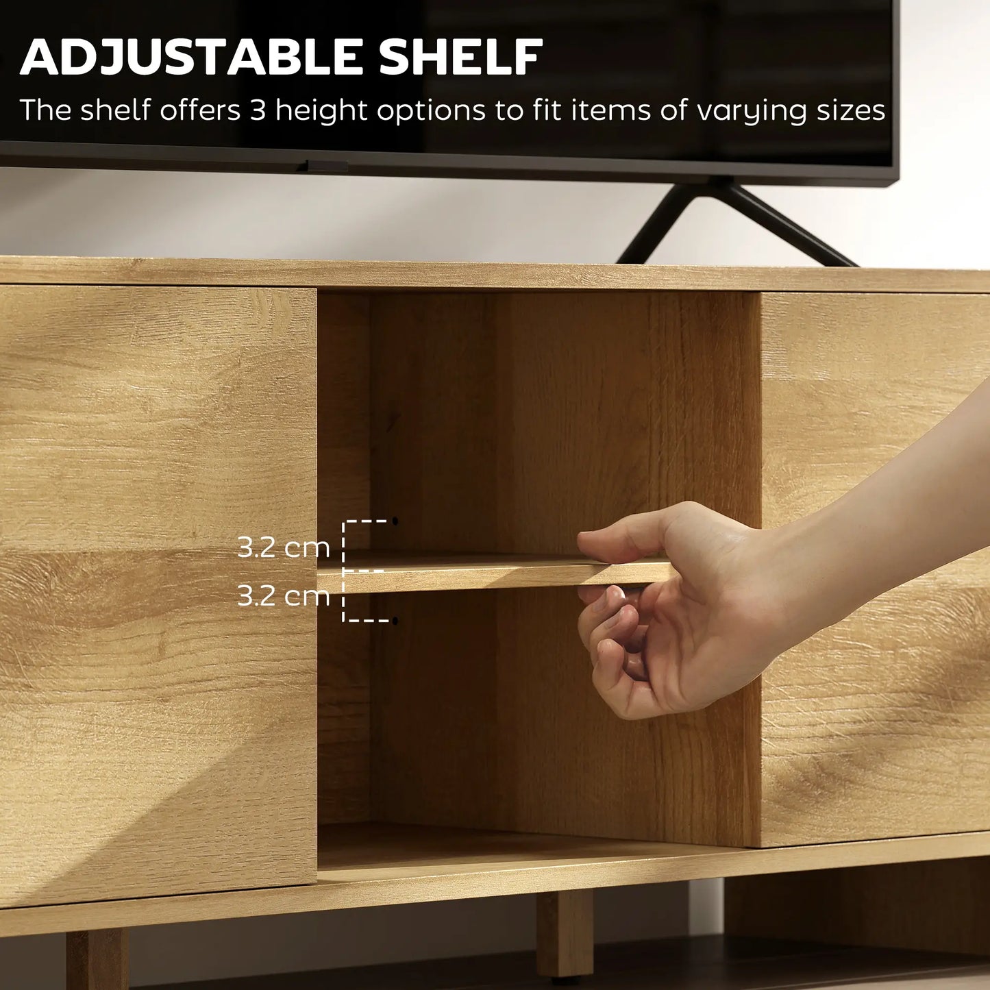 TV Stand For 65 Inch TV, Nordic Entertainment Center, Natural