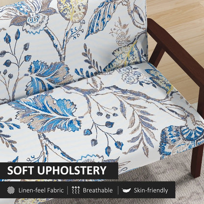 Compact Loveseat Sofa, Linen Fabric, Rubber Wood Legs, Multicolour