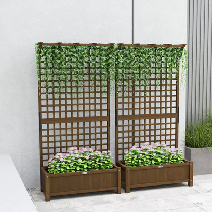 Wood Planter with Trellis for Vine Climbing, Raised Garden Bed Wooden Planter Boxes at Gallery Canada