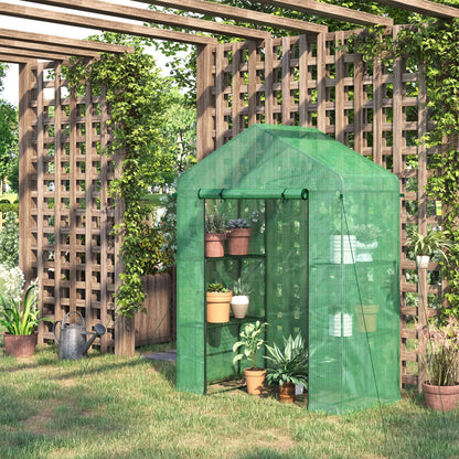 3-Tier Mini Greenhouse, 4 Shelves, Roll-Up Door, 56" x 29" x 77", Green Walk In Greenhouses at Gallery Canada