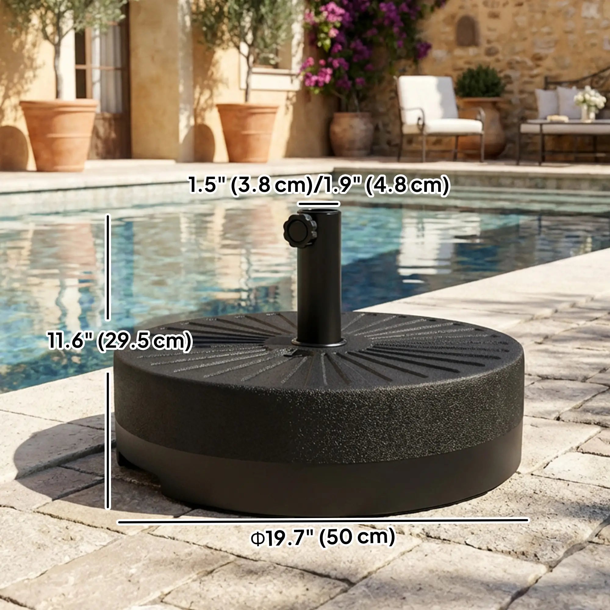 Fillable Umbrella Base, 20 Inch, Water Sand Filled Stand, Fit 1.5