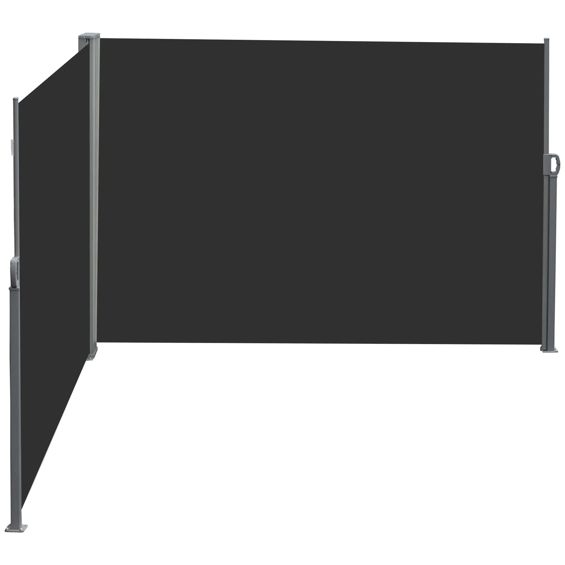 236" x 63" Outdoor Privacy Wall, Double Retractable Awning, Black Side Awnings at Gallery Canada