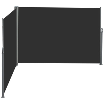 236" x 63" Outdoor Privacy Wall, Double Retractable Awning, Black Side Awnings at Gallery Canada